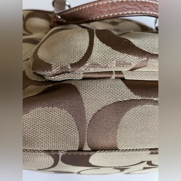 Vintage Coach Monogram Tote in Brown Beige w Shoulder Strap Lightweight & Roomy - Picture 15 of 16